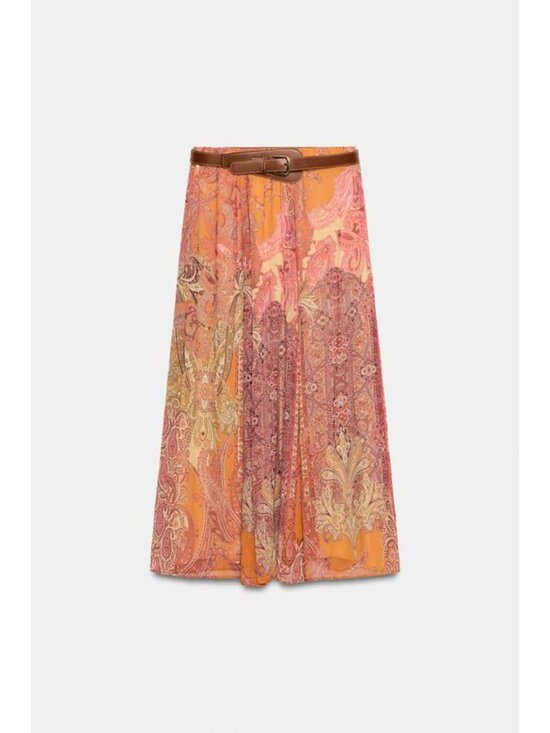 Zara Dresses & Skirts - ZARA PRINTED MIDI SKIRT WITH BELT